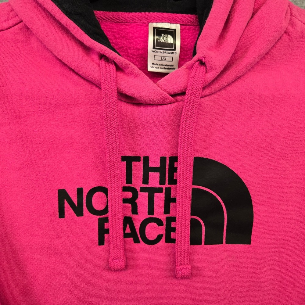 The North Face Women L Hoodie Pink Cotton Blend Pullover Logo Fleece Gorpcore